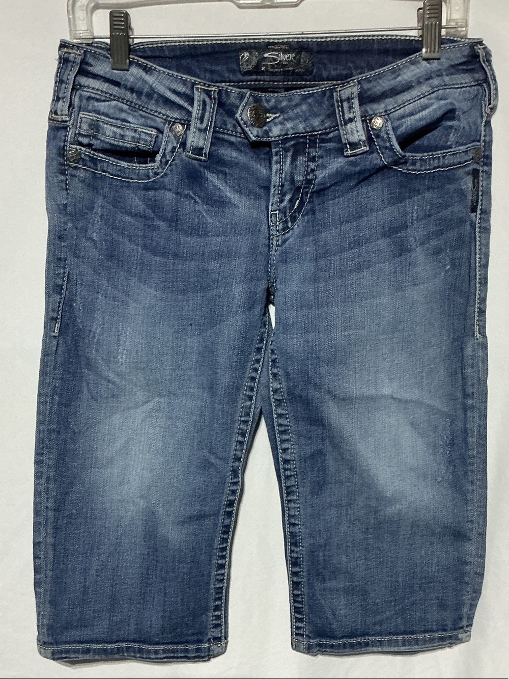 Silver Jeans Tuesday Distressed Denim Bermuda Shorts Sz 28
